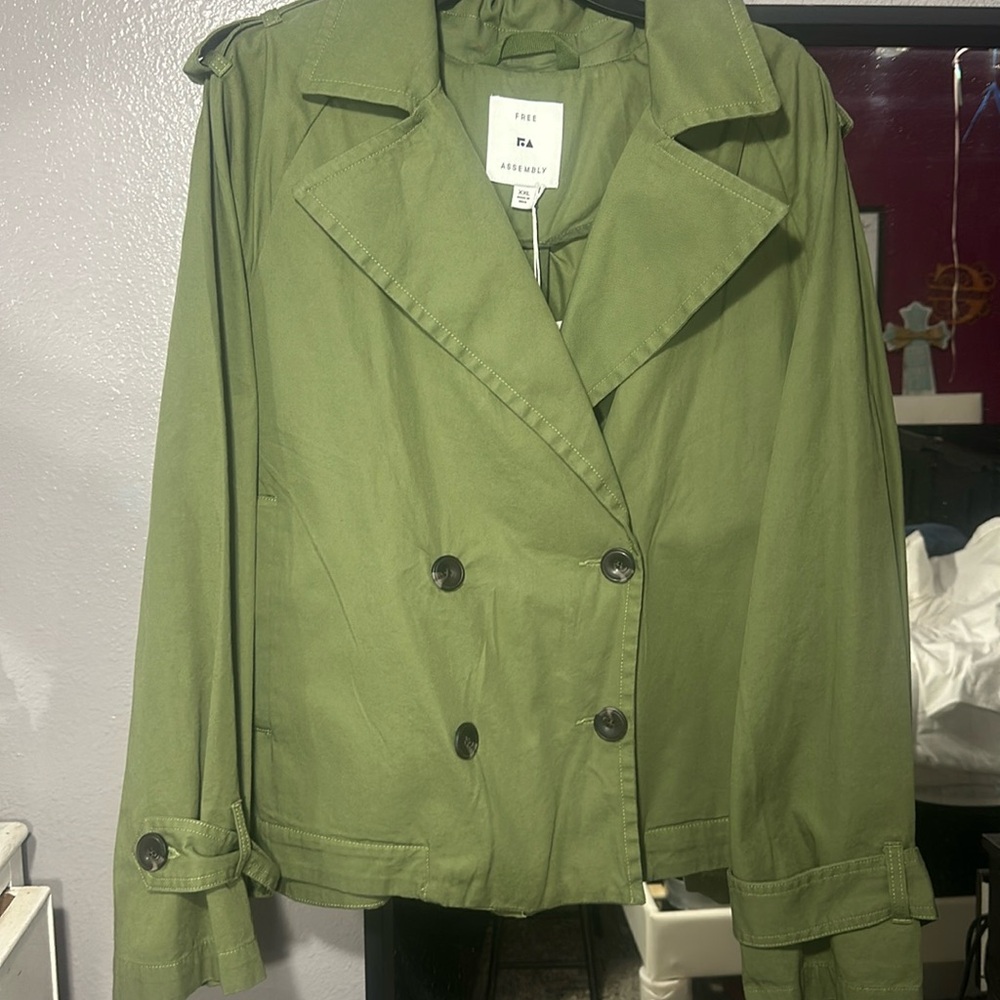Cropped Double-Breasted Cotton Trench Coat